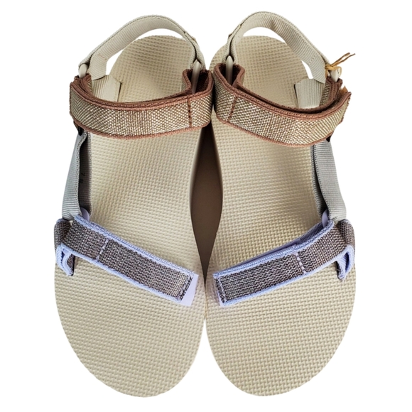 NWB Teva flatform universal karina strappy sandals macaroon metallic multi - Picture 11 of 15